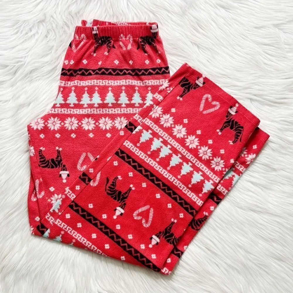 SO Fleece Cozy Christmas Pajama Pants Red Green & White Medium